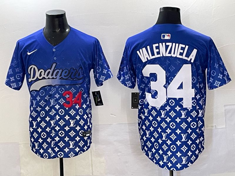 Men Los Angeles Dodgers #34 Valenzuela Blue Nike 2025 MLB jersey 03